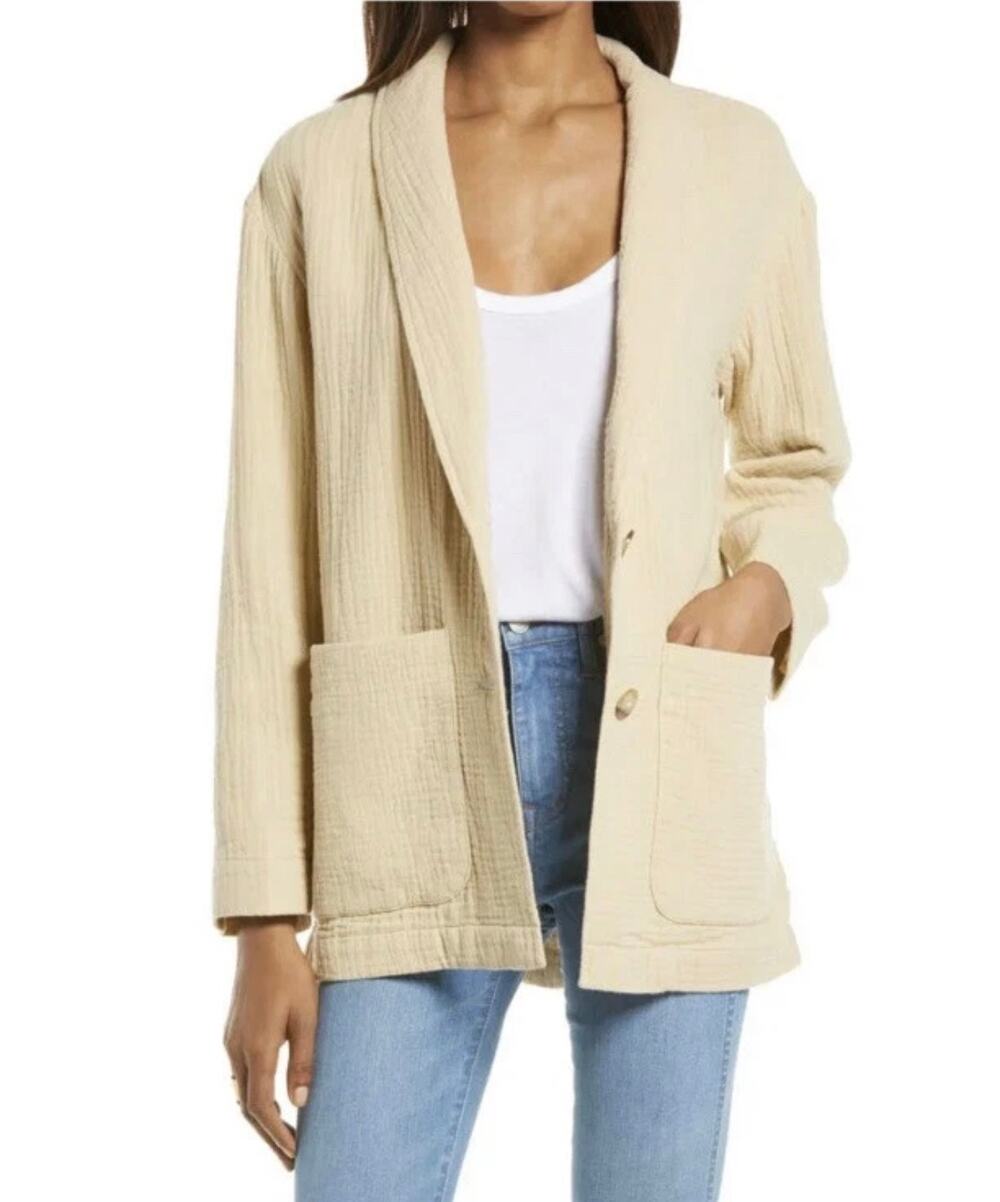 Madewell Lightspun Gauze 100% Cotton Oversized Relaxed Dorset Blazer-Size S